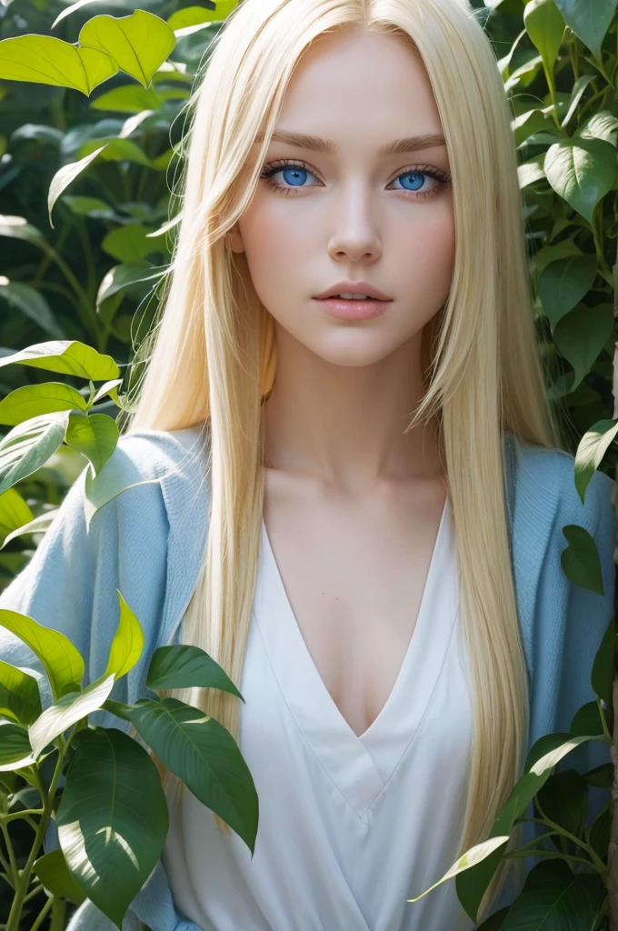 a blonde , with blue eyes , with the power of plants 