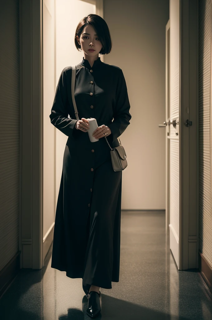 a selfish mature woman few clothes, in cinematic style cinematic atmosphere