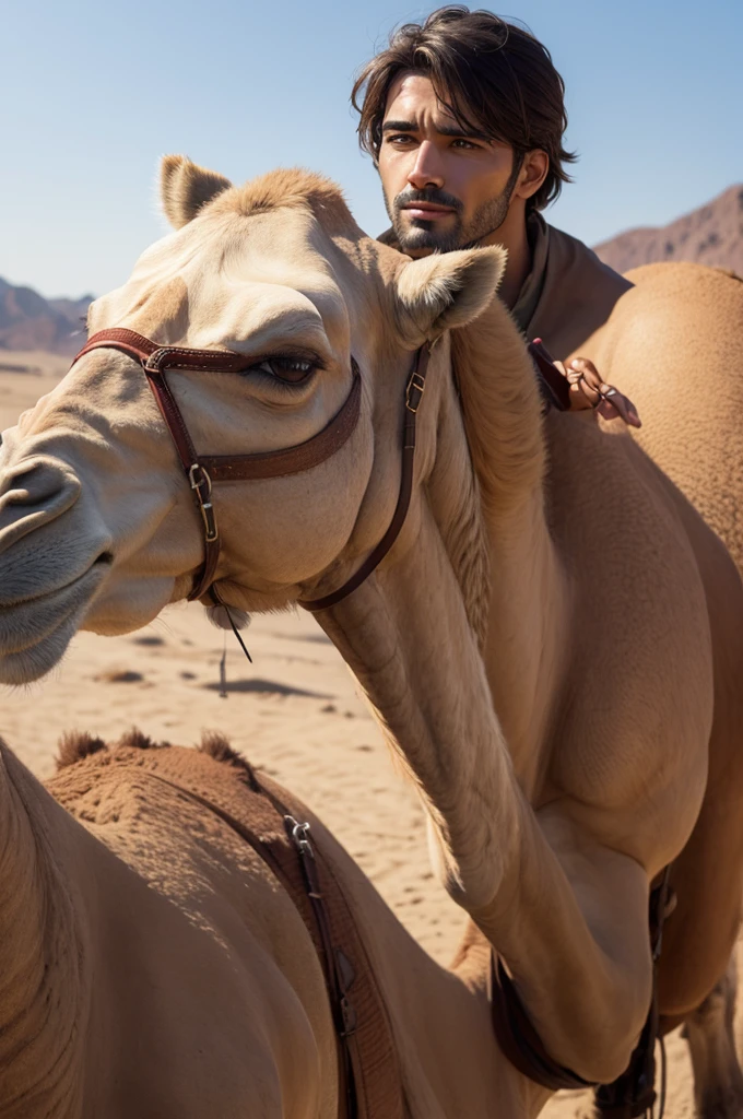 I draw a man with a camel face