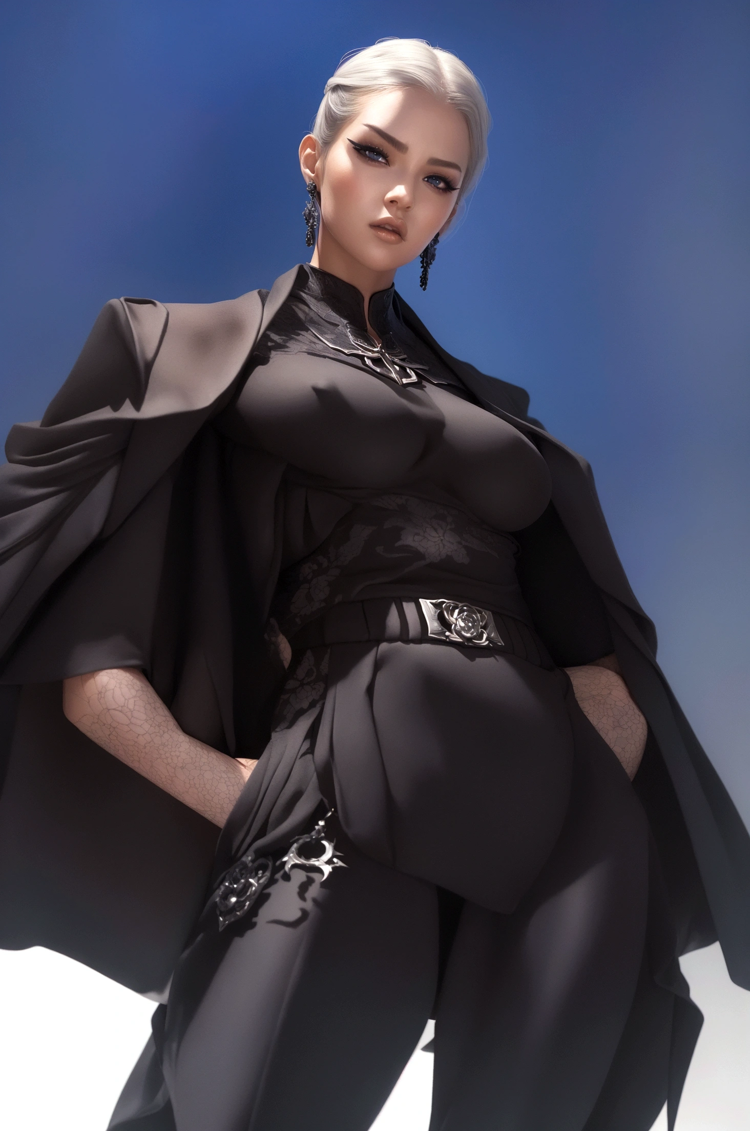 arafed image of a woman in a black outfit and a black cape, style of raymond swanland, by Yang J, style ivan talavera and artgerm, by Shen Zhou, style of donato giancola, fully clothed. painting of sexy, cushart krenz key art feminine, trendin on artstation, style artgerm