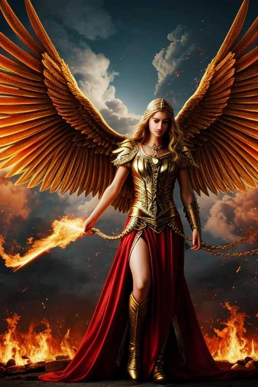Guardian angel and the divine flame, incredible and impactful image, very detailed and impeccable, 4K definition