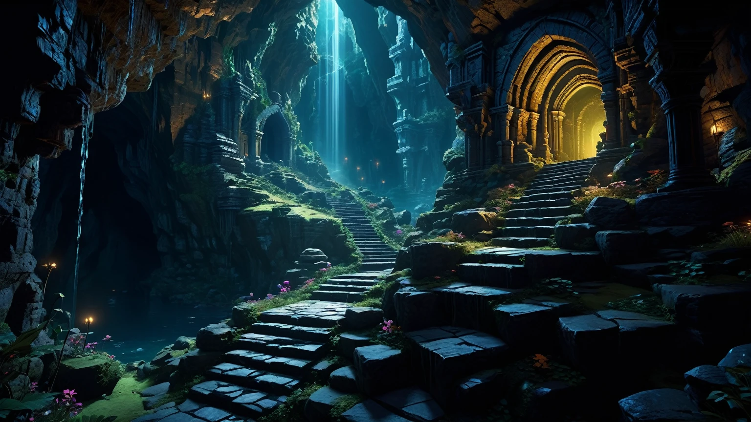 (by Greg Rutkowski: 1.2, dark fantasy), (extremely detailed CG unity 8k wallpaper, masterpiece, best quality, ultra-detailed, HDR:1.2), ((cavern, goblin liar, small tunnel, interior, isolated tunnel, dark tunnel ruin: 1.5, from final dungeon and dragons)), dark interior: 1.5, dark colors, dangerous atmosphere, extremely detailed, intricate, delicate, serene fantasy, dimed lighting, 8k, high quality
