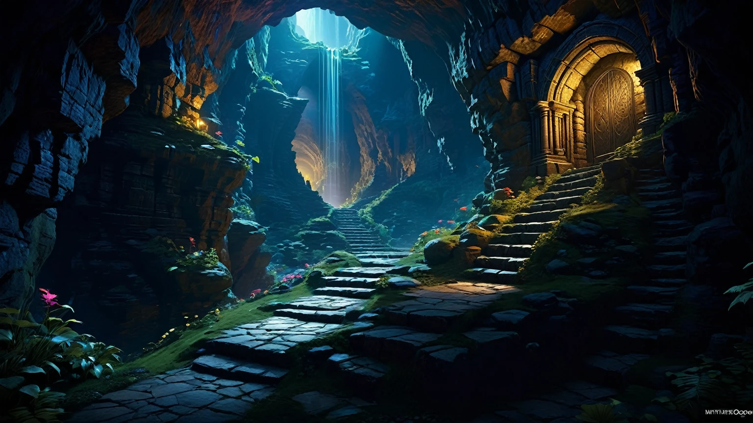 (by Greg Rutkowski: 1.2, dark fantasy), (extremely detailed CG unity 8k wallpaper, masterpiece, best quality, ultra-detailed, HDR:1.2), ((cavern, goblin liar, small tunnel, interior, isolated tunnel, dark tunnel ruin: 1.5, from final dungeon and dragons)), dark interior: 1.5, dark colors, dangerous atmosphere, extremely detailed, intricate, delicate, serene fantasy, dimed lighting, 8k, high quality