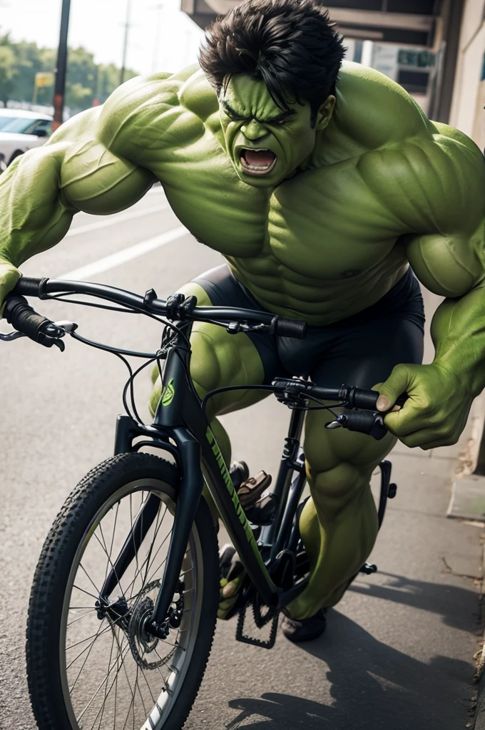 Hulk riding a bike 