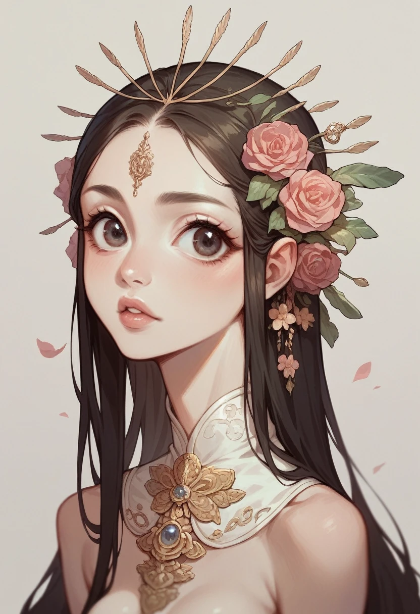 Imagine make an Asian beautiful and slim lady with long blond hair big eyes sharp nose pretty lips wearing a beautiful mustard and black Shalwar qamees with long heals and standing still
