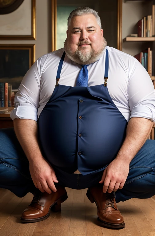 ((speed painting))+++ , palette knife painting, painted in impressionist style, brushstroke painting technique, large strokes, portrait of handsome mature man plump chubby morbid extremely thick thighs bulging belly fat), older man, gray hair, white man, ( wearing,boots,stubble,police chief,bage,beard,old man,indoors,necktie,sitting,spread legs,), bulge, detailed glade on clothing, (fat and corpulent: 1.3), full beard very long, looking at the viewer, handsome man, detailed eyes, symmetrical face, mischievous smile, robust, mustache, longer hair, his body is lying sideways on the floor, front view.(masterpiece), top quality, photorealistic, hyperrealism, absurdres, tack sharp, subsurface scattering, 8k, HDR, 35mm, professional photography, RAW