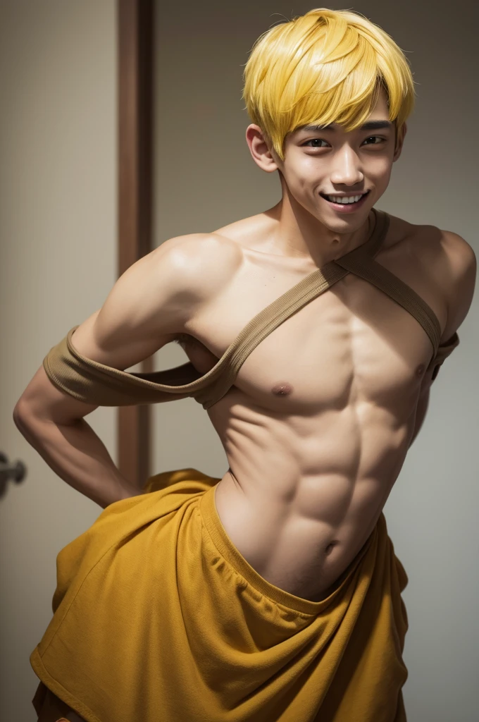 Ugly boy skinny tall dimple tooth yellow short hair