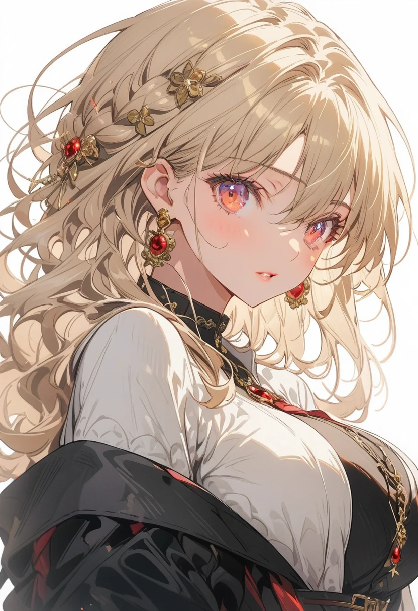 black、White、Blue and Red,(best quality, Extremely detailed, high resolution, Extremely detailed的 CG),Angel,She is beautiful,Black Trench Coat, (Big Breasts 1.2), Curvy beauty, (Mature woman)