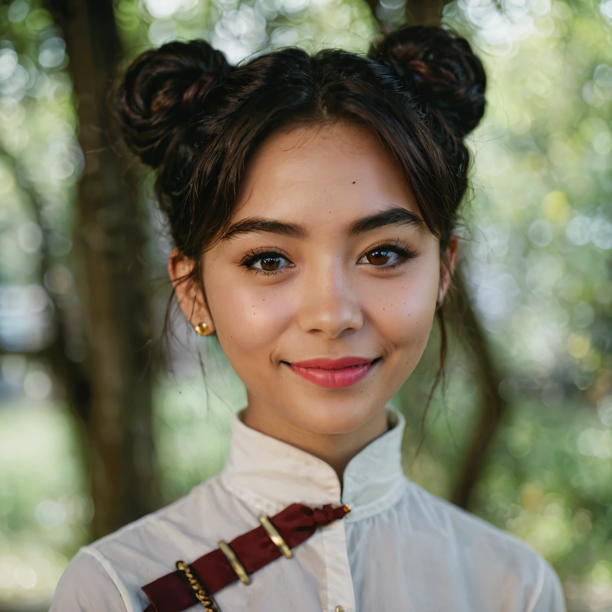 Soutache, Photograph, Anime of 22yo, Fujicolor Pro 400H, Depth of field 100mm, (highly detailed face:1.4) (smile:0.7) (background inside dark, moody, private study:1.3) POV, by lee jeffries, nikon d850, film stock photograph ,4 kodak portra 400 ,camera f1.6 lens ,rich colors ,hyper realistic ,lifelike texture, dramatic lighting , cinestill 800