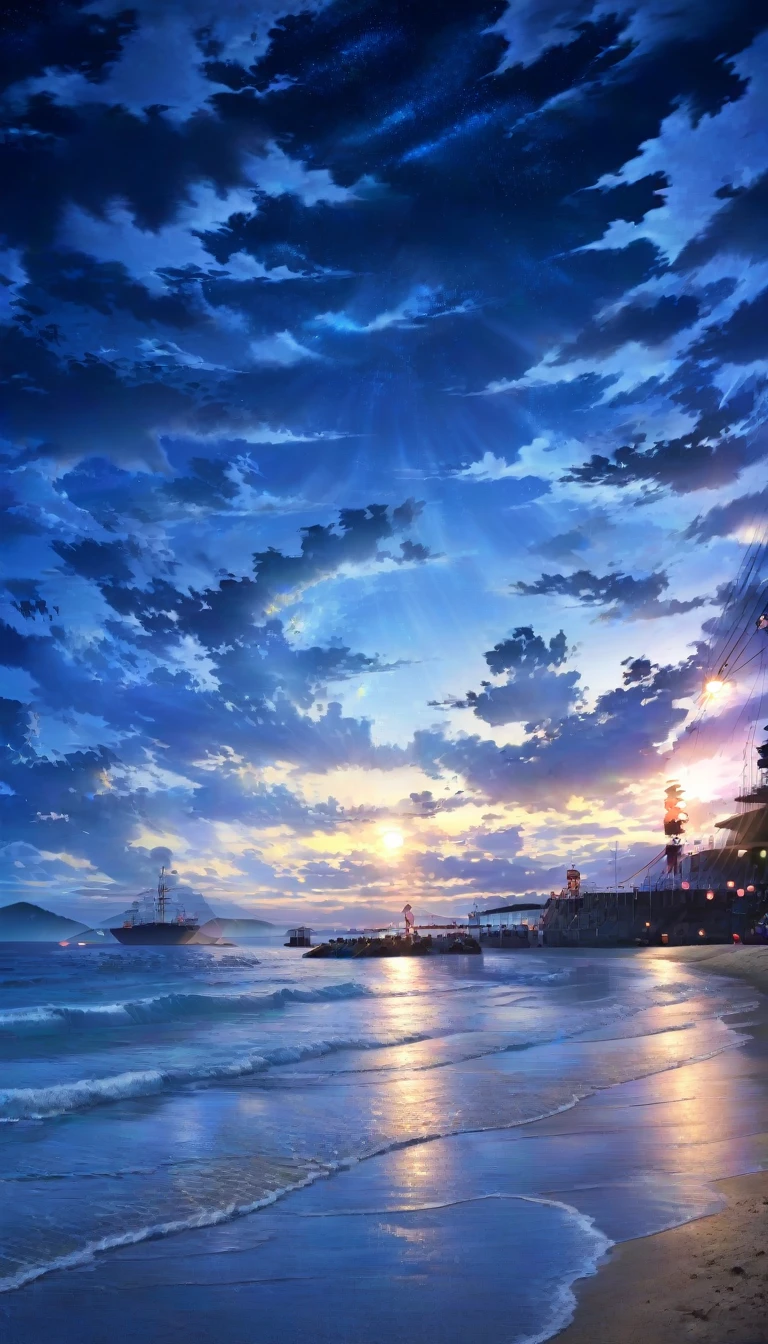 PEAnimeBG, Ocean, Beach, port, scenery, background, anime, null, night, performer,
masterpiece, High resolution, Octance 4K, High detail