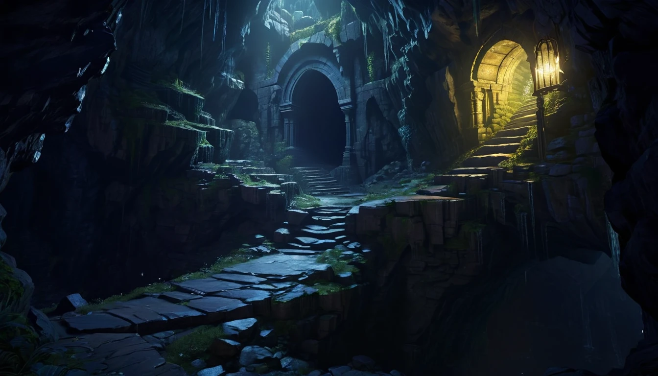 (anime, dark fantasy), (extremely detailed CG unity 8k wallpaper, masterpiece, best quality, ultra-detailed, HDR:1.2), ((cavern, goblin liar, small tunnel, interior, isolated tunnel, dark tunnel ruin: 1.5, from final dungeon and dragons)), dark interior: 1.5, dark colors, dangerous atmosphere, extremely detailed, intricate, delicate, serene fantasy, dimed lighting, 8k, high quality