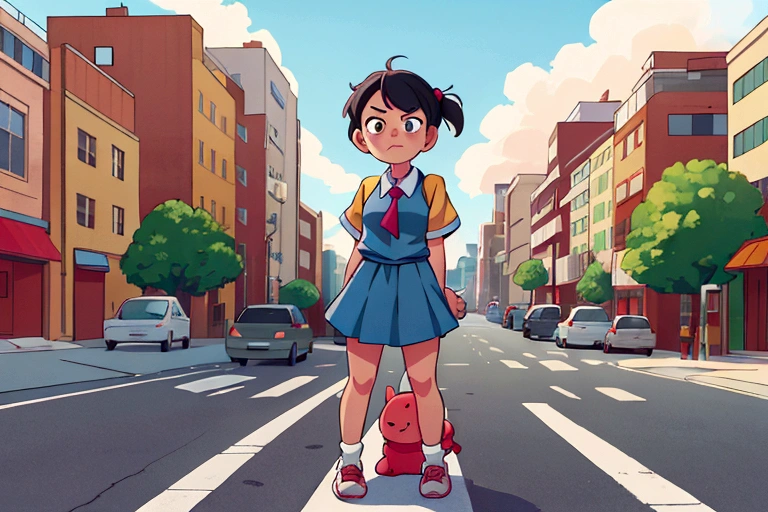 masterpiece, Highest quality, Absurd, One girl, View your viewers, Are standing, Outdoor, street, city, Put your arms behind your back, smile, Frowning, Shirai Kuroko