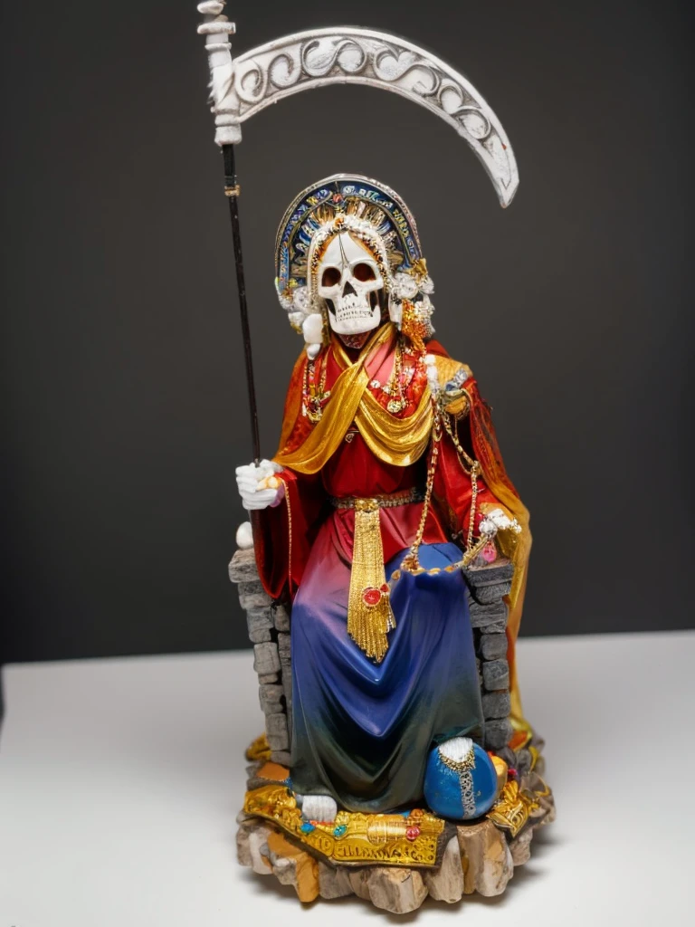 photo style of santa muerte, full body, colors, super details, 8k, illustration, _3:4, background that enhances the image