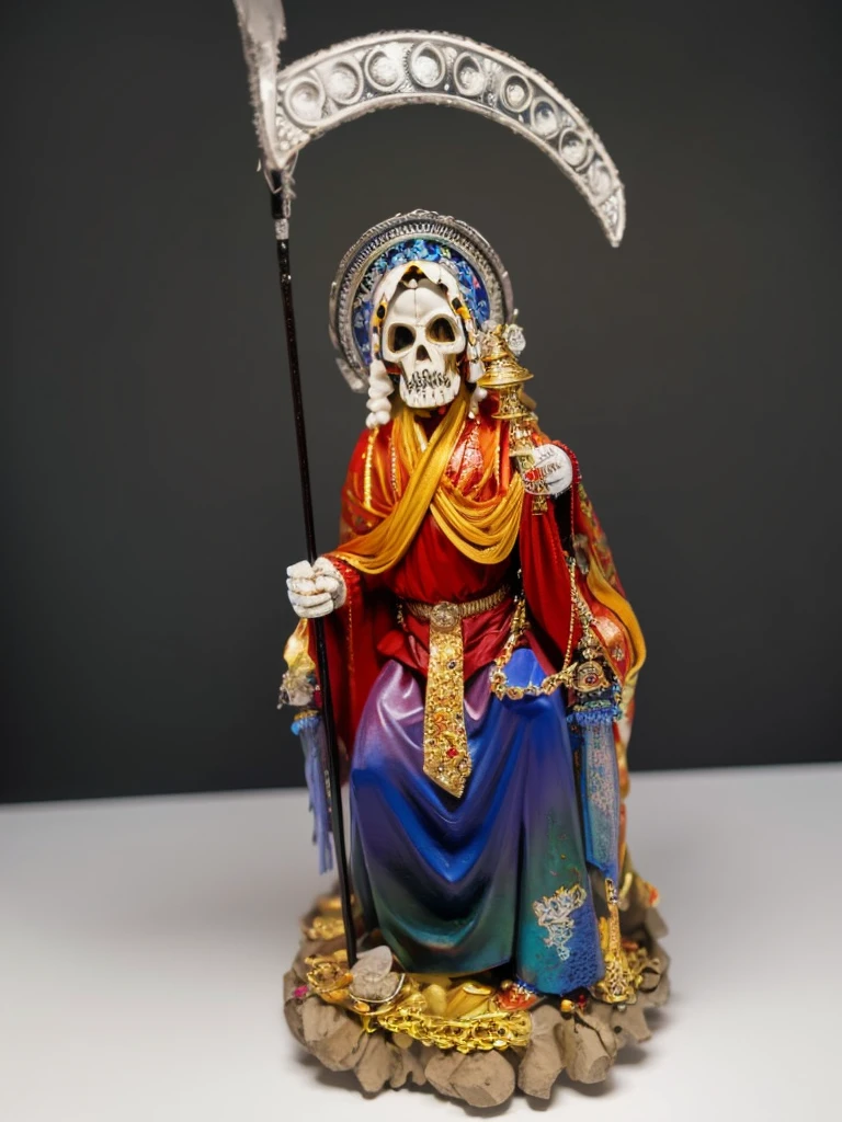 photo style of santa muerte, full body, colors, super details, 8k, illustration, _3:4, background that enhances the image