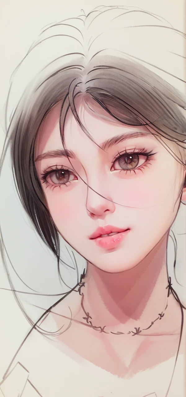Drawing of a woman with necklace and necklace, girl sketch, black and white sketch, Beautiful painting style, 🤤 girl portrait, Realistic sketching, Detailed anime soft face, realistic digital drawing, sketch, loose pencil sketch, detailed portrait of an anime girl, traditional drawing style, realistic line drawing, Elegant painting, line art behavior hd, realistic anime face
