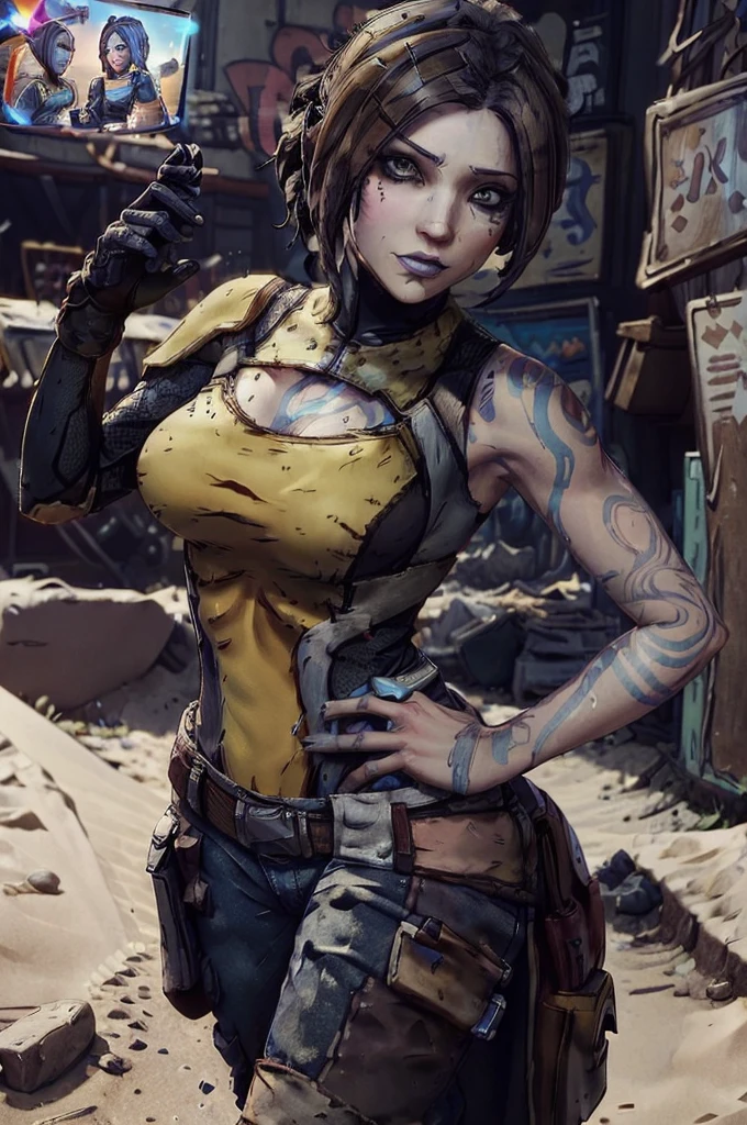 (((Masterpiece))), (((Best Quality: 1.4))), ((Super Detail: 1.4)) , Female, bandit (borderlands), standing, full breast, 4K, 8K, perfect eyes, perfect hands,