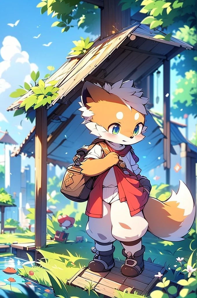  fox motif, boy, uniform,expensive，One person，Stand up on your own feet，expensive，Cityscape，expensive，，Rural Scenery，Rice field scenery，No hair，