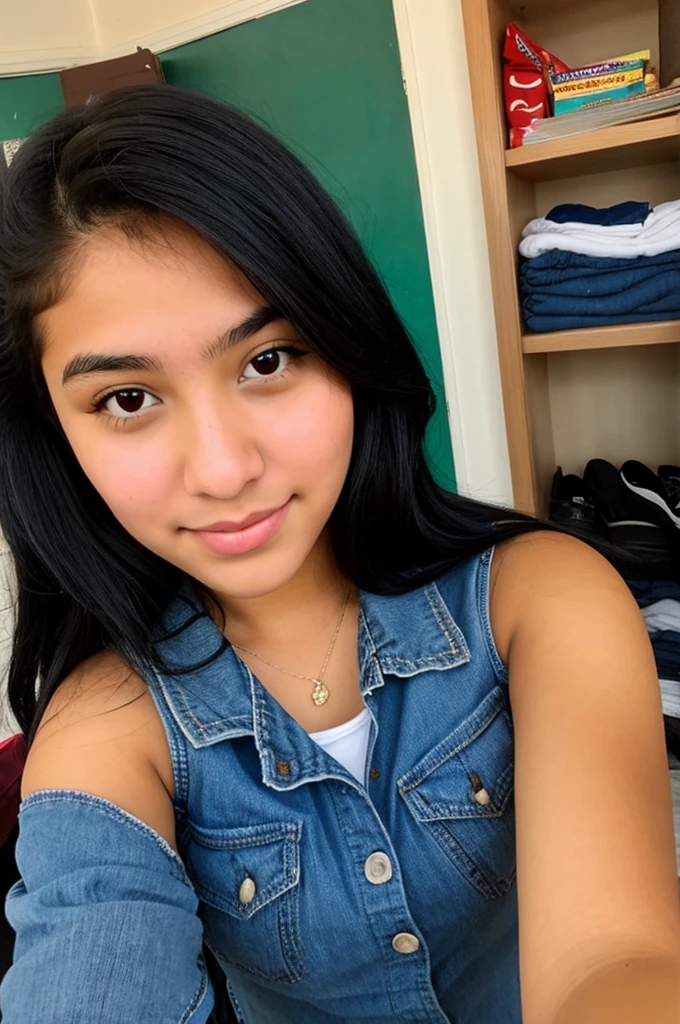 Latina high school student girl black hair selfie for facebook Nick