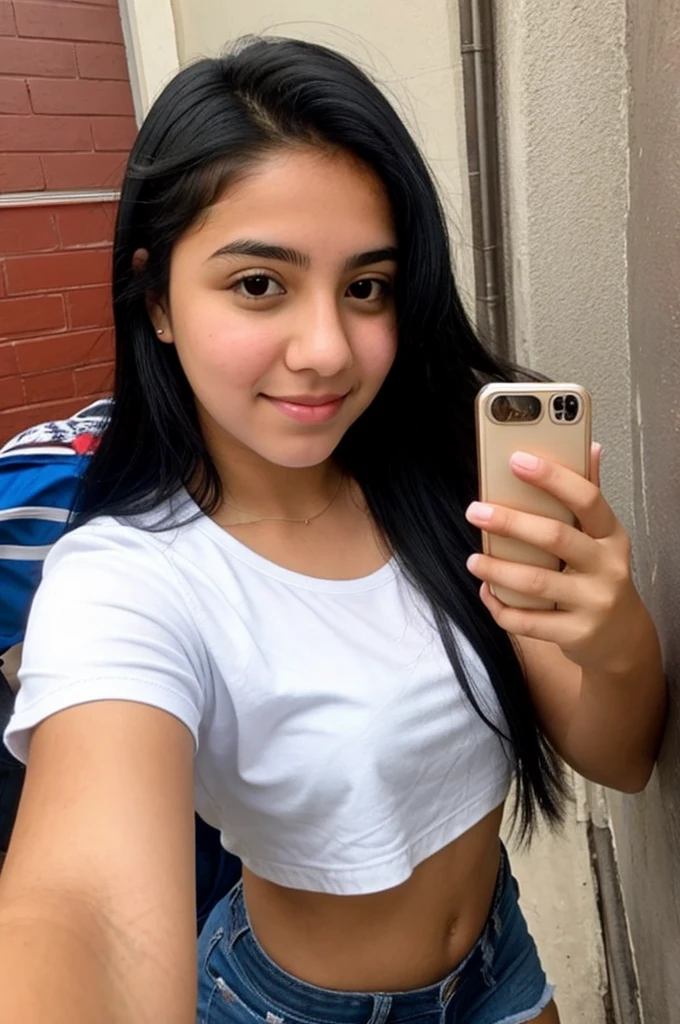 Latina high school student girl black hair selfie for facebook Nick