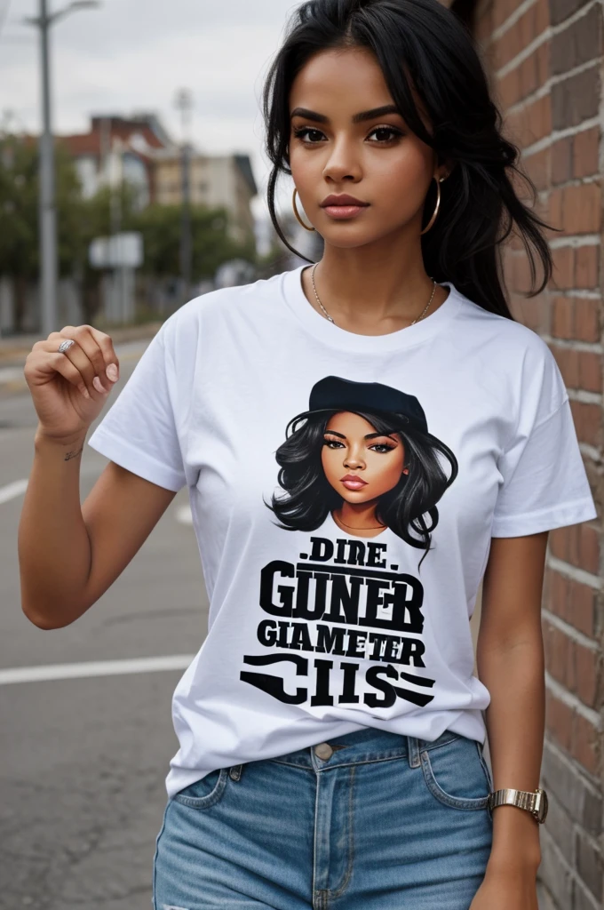 Shes cute like a gangster that has name on his t-shirt
