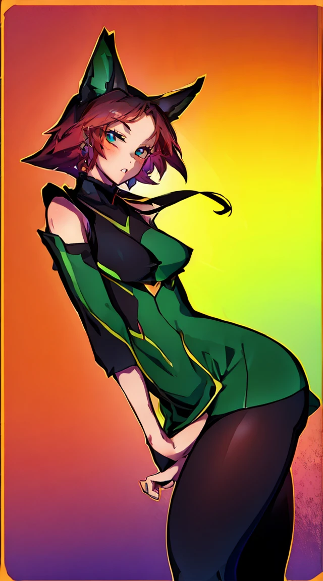 1girl, animal_ears, gradient, gradient_background, green_background, looking_at_viewer, pink_hair, solo by JM large penis