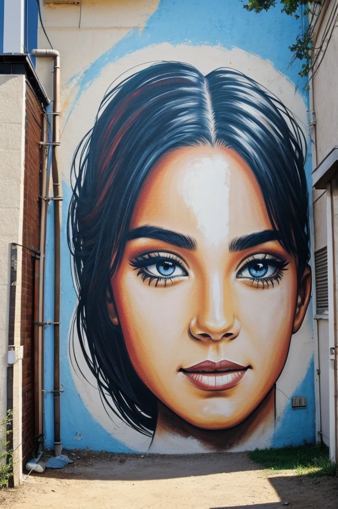 Make a mural that has stains with faces