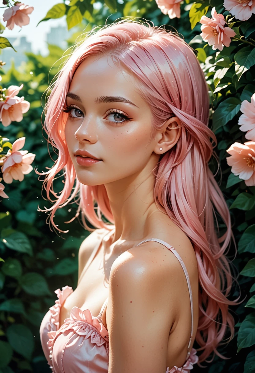 Beautiful girl with pink hair
