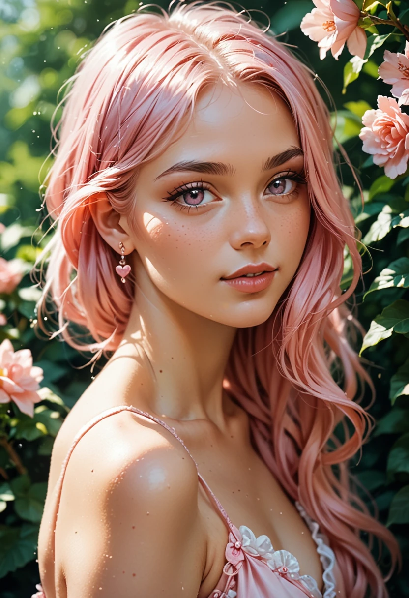 Beautiful girl with pink hair 