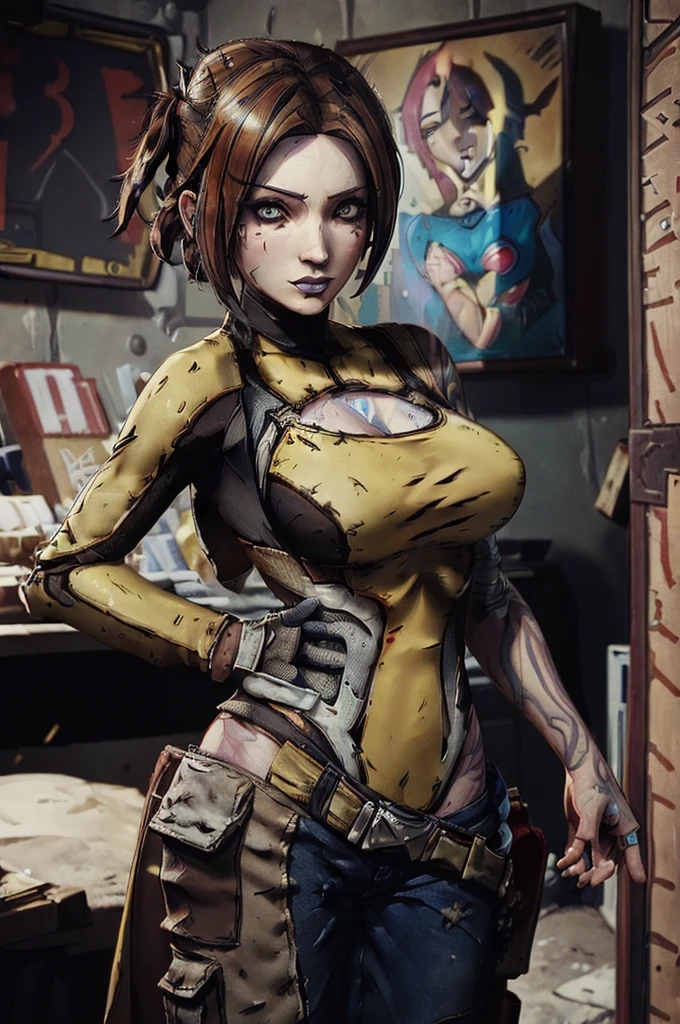 (((Masterpiece))), (((Best Quality: 1.4))), ((Super Detail: 1.4)) , Female, bandit (borderlands), standing, full breast, 4K, 8K, perfect eyes, perfect hands,