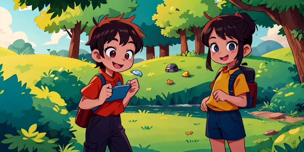 Two 10-year-old boys,Two s,In nature,smile