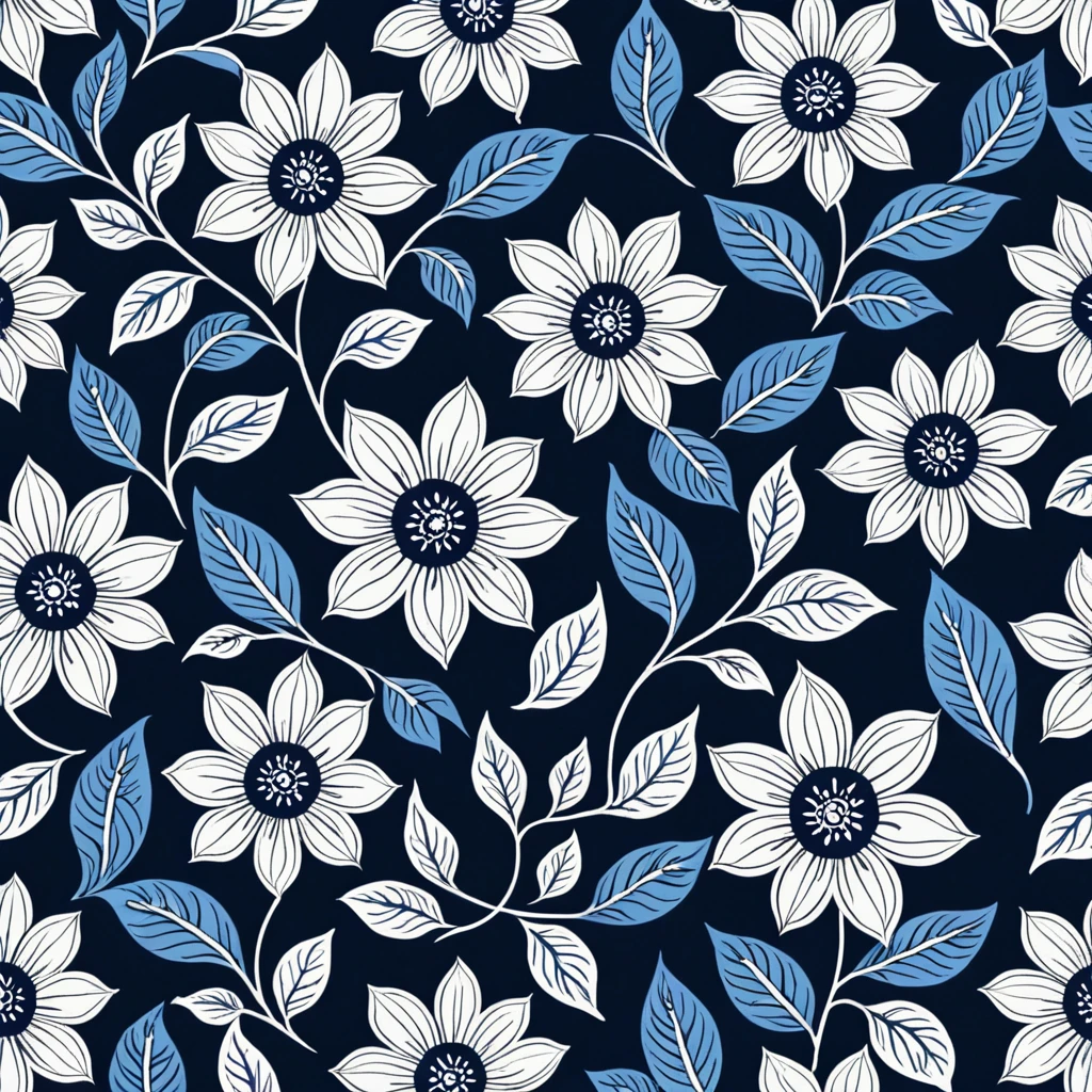 blue floral pattern