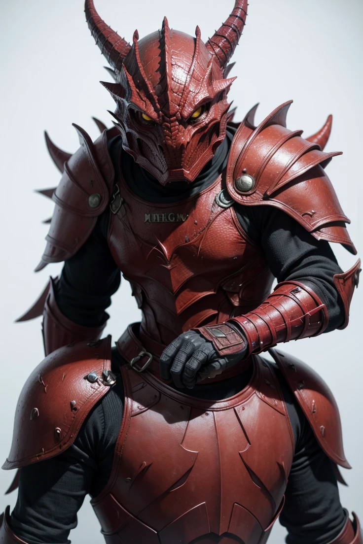 Red dragonborn man in black armor
