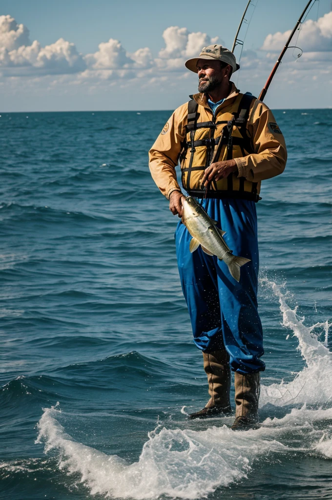 Striking image about the humor of a fisherman and waterman
