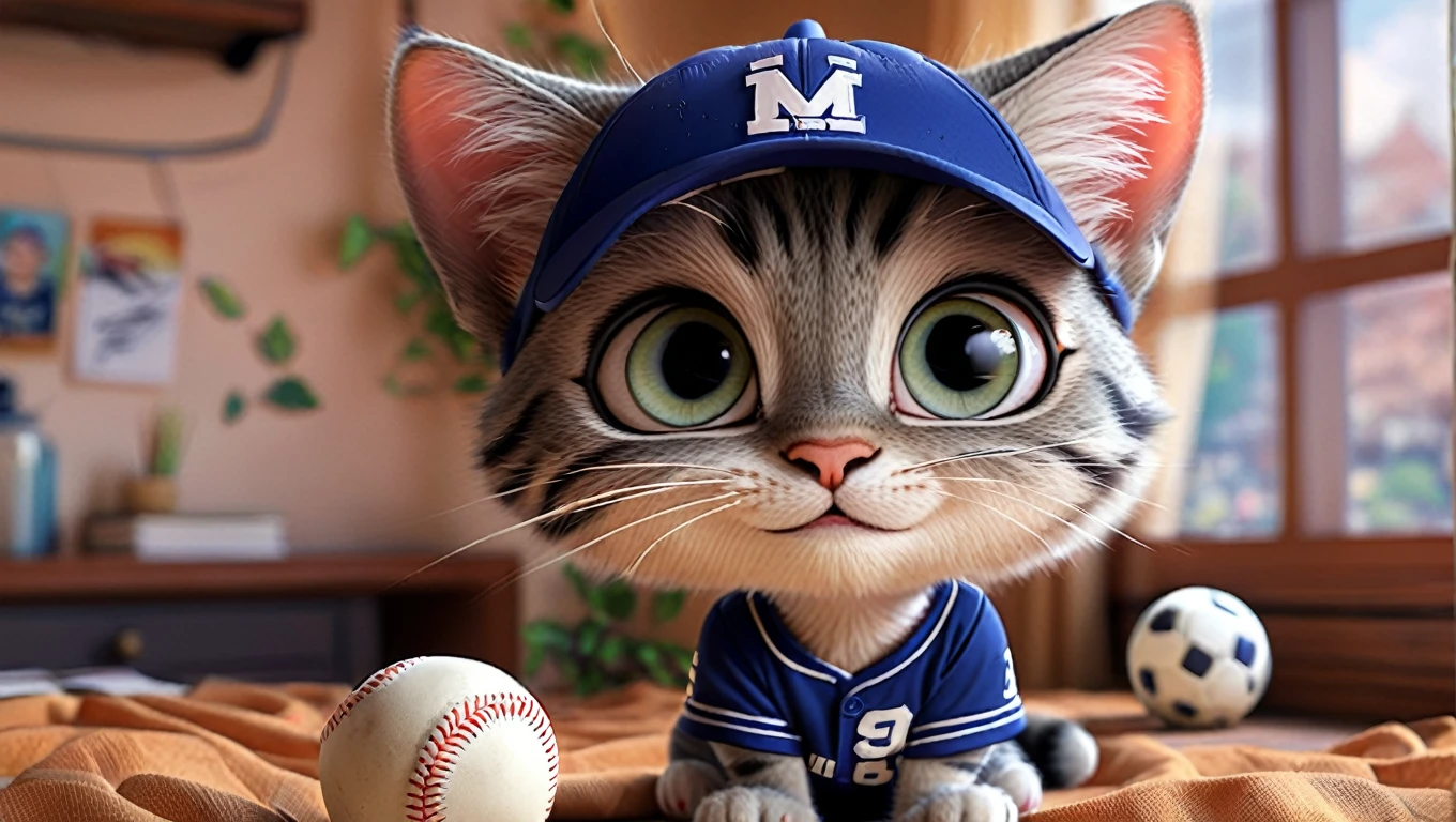 comics Cat, Adorable digital painting, Cat, cute Cat, comics, View your viewers, Cute eyes, hand, comics, Baseball uniform,Soccer uniforms