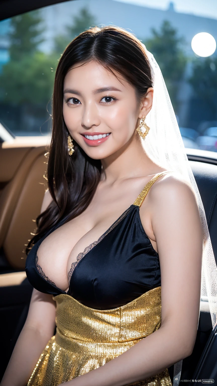 1 Girl, ((:1.3)),(Wear a bright red Arabian Nights-style costume:1.2), (Veil), Very beautiful Japanese idol portraits, 
(RAW Photos, Highest quality), (Realistic, Realistic:1.4), (masterpiece), 
Very delicate and beautiful, Very detailed, 2k wallpaper, wonderful, finely, Very detailed CG Unity 8K wallpaper, Very detailed, High resolution, Soft Light, 
Beautiful detailed girl, Very detailed目と顔, Beautiful and sophisticated nose, Beautiful and beautiful eyes, Cinema Lighting, 
(Moonlit night in the Sahara:1.3), (Big Moon), (Sand Dunes), (Sit on the hood of a car:1.3), (whole body), (Transmits light), (Dark screen:1.5), (Hair and outfits fluttering in the wind), 
(Medium Hair), (whole body), 
Complete , Slender body, Small , smile, happiness, (teeth)