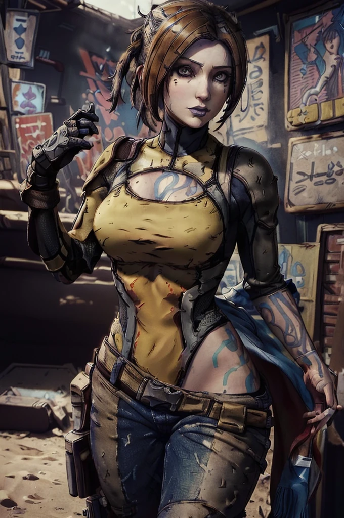 (((Masterpiece))), (((Best Quality: 1.4))), ((Super Detail: 1.4)) , Female, bandit (borderlands), standing, full breast, 4K, 8K, perfect eyes, perfect hands,