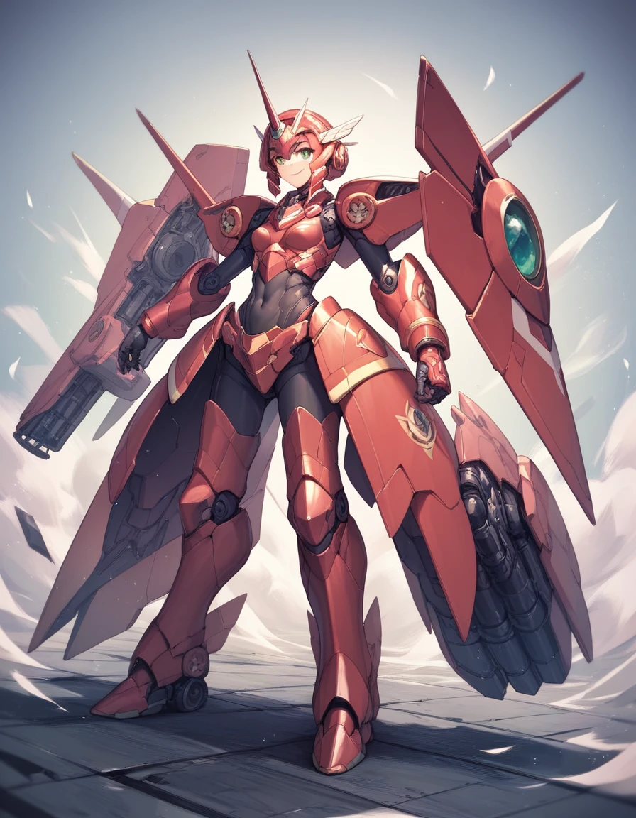 Highest_quality,masterpiece,1_girl,mecha musume,smile,armor,Small breasts,