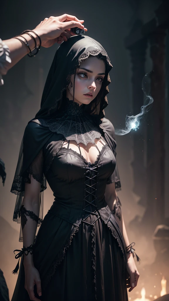 a ghostly spider, ethereal spider, ghostly arachnid, translucent spider, glowing spider, spectral spider, haunting spider, phantasmal spider, ghostly web, ethereal web, spectral web, glowing web, otherworldly spider, supernatural spider, paranormal spider, eerie spider, creepy spider, unsettling spider, (best quality,8k,highres,masterpiece:1.2),ultra-detailed,(realistic,photorealistic,photo-realistic:1.37),dark fantasy,surreal,dark art,moody lighting,dramatic lighting,atmospheric lighting,ominous,sinister,unsettling,haunting,gothic,mysterious,enigmatic