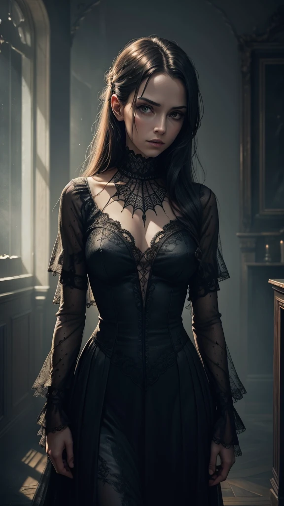 a ghostly spider, ethereal spider, ghostly arachnid, translucent spider, glowing spider, spectral spider, haunting spider, phantasmal spider, ghostly web, ethereal web, spectral web, glowing web, otherworldly spider, supernatural spider, paranormal spider, eerie spider, creepy spider, unsettling spider, (best quality,8k,highres,masterpiece:1.2),ultra-detailed,(realistic,photorealistic,photo-realistic:1.37),dark fantasy,surreal,dark art,moody lighting,dramatic lighting,atmospheric lighting,ominous,sinister,unsettling,haunting,gothic,mysterious,enigmatic