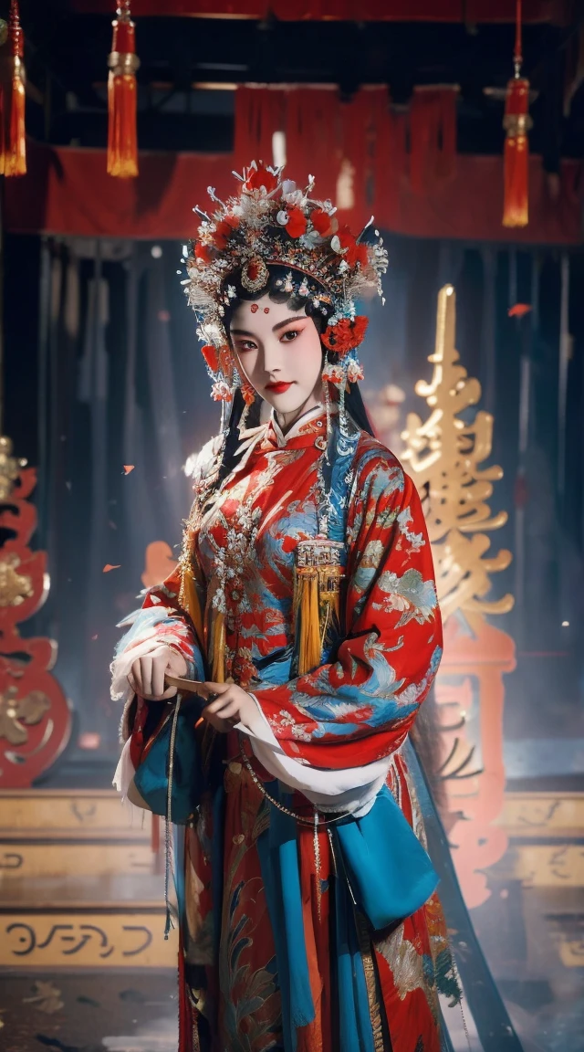 masterpiece, best quality, masterpiece, best quality, 1 Girl, Flowing costumes,Maximum chest,Peking Opera,Qibi