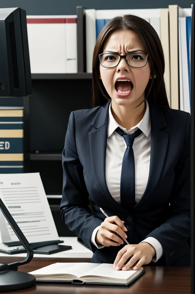 Angry screaming secretary (front image)