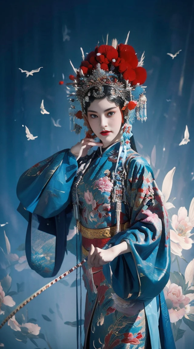 masterpiece, best quality, masterpiece, best quality, 1 Girl, Flowing costumes,Maximum chest,Peking Opera,Qibi