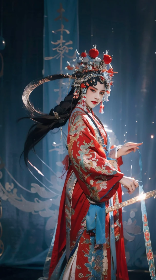 masterpiece, best quality, masterpiece, best quality, 1 Girl, Flowing costumes，Maximum chest，Peking Opera,Qibi