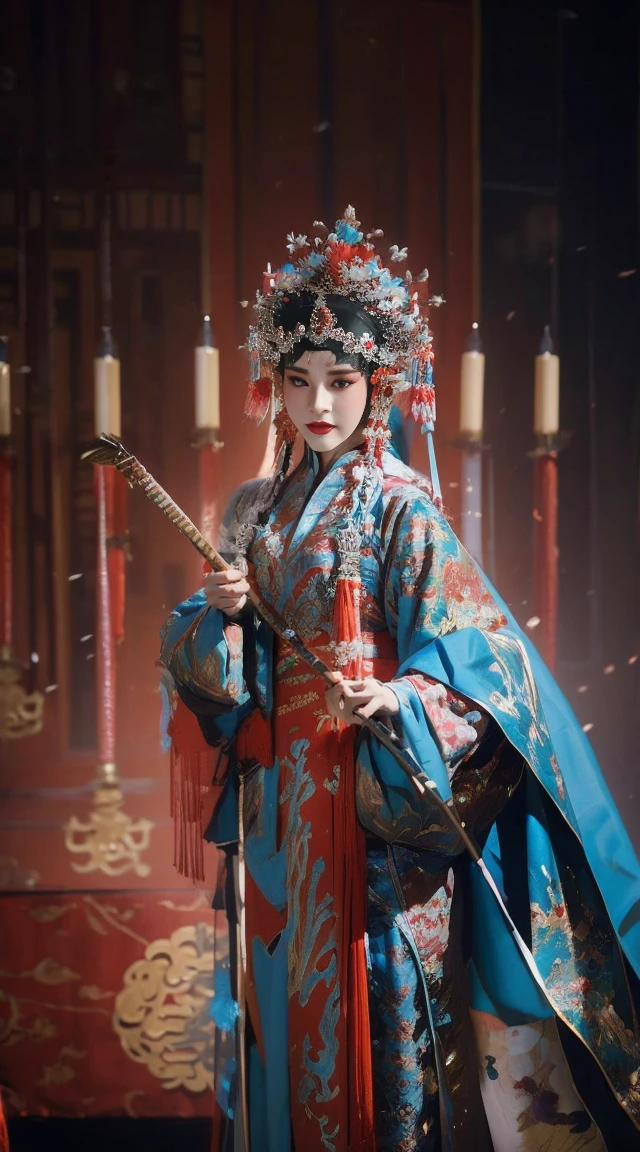 masterpiece, best quality, masterpiece, best quality, 1 Girl, Flowing costumes,Maximum chest,Peking Opera,Qibi