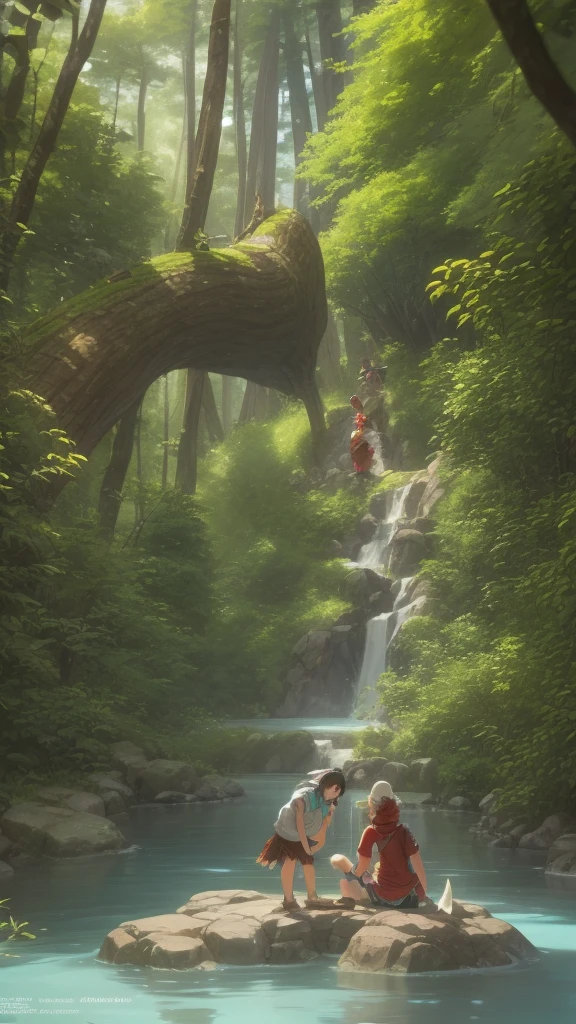 Precision,detailed,dynamic,official art, unity 8k wallpaper, Super detailed, beautiful, beautiful, masterpiece, highest quality, studio ghibly style mononoke, artwork in the style of Gweiz, princess mononoke inspired, Gweiz, Gweiz on artstation pixiv, Gweiz on pixiv artstation, mononoke, in a hot springs, in the water