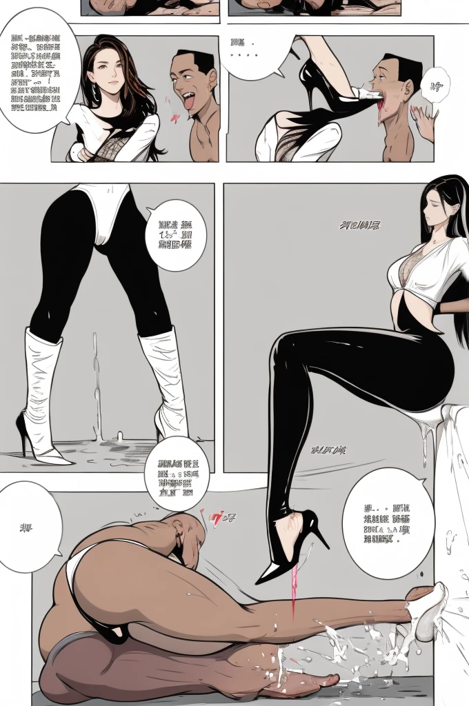 dynamic pose,bondage male,sitting woman,dynamic correct,linedom,anatomical correct:2,cbt, bondage,insertion,Sexy, trampling,cameltoe,thin,(masterpiece, best quality:1.2), comic storyboard:2, leggings, sit astride, femdom,sounding,cbt,hold,smile,colorful,leggings,thin gap,cameltoe,insertion,trembling,juice,spray, Long hair,Lace top,Sexy, Shiny leggings, cleveage, trampling, saliva , Mucus,The beautiful girl in lace top and leggings is sitting astride a pile of skeletons in the center of the picture. She is holding a trembling sausage with juice squeezed out in her hand and smiling. There are multiple comic storyboards in the background,cbt, sausage bondage,sausage insertion,Sexy, trampling sausage with heel, thin gap:2,cameltoe:2,(masterpiece, best quality:1.2),1 beautiful girl,sexy,comic storyboard:2, leggings, sit astride, axially symmetrical:2, ,femdom,sounding,cbt,hold,smile,colorful,leggings,thin gap,cameltoe,insertion,trembling,juice,spray, Long hair,Lace top,Sexy, Shiny leggings, cleveage, trampling, in forest, saliva , Mucus,