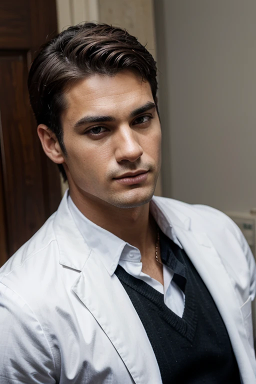 Real photo men's beauty fashion black clothing modern glamor luxury show haute couture latin man athletic stones shine