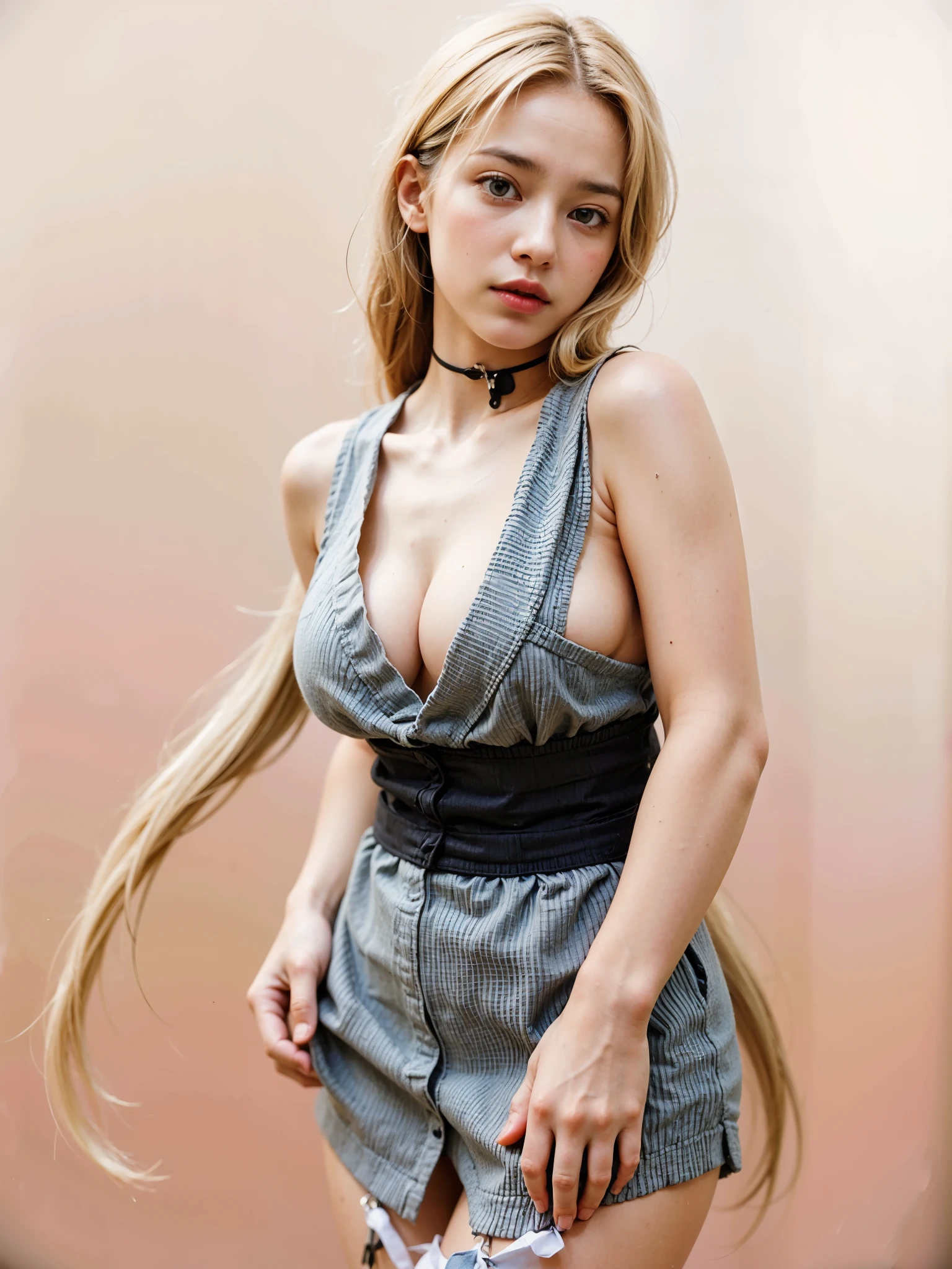 a close up of a woman with long blonde hair posing, tsunade from naruto, with long blond hair, (highly detailed face:1.4) (smile:0.7) (background inside dark, moody, private study:1.3) POV, by lee jeffries, nikon d850, film stock photograph ,4 kodak portra 400 ,camera f1.6 lens ,rich colors ,hyper realistic ,lifelike texture, dramatic lighting , cinestill 800