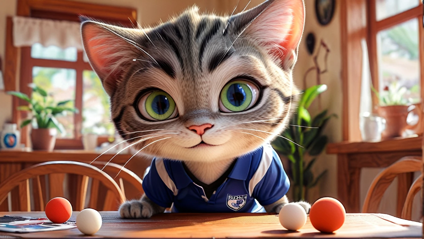 comics Cat, Adorable digital painting, Cat, cute Cat, comics, View your viewers, Cute eyes, hand, comics, Rugby uniform，Table Tennis Uniforms，

