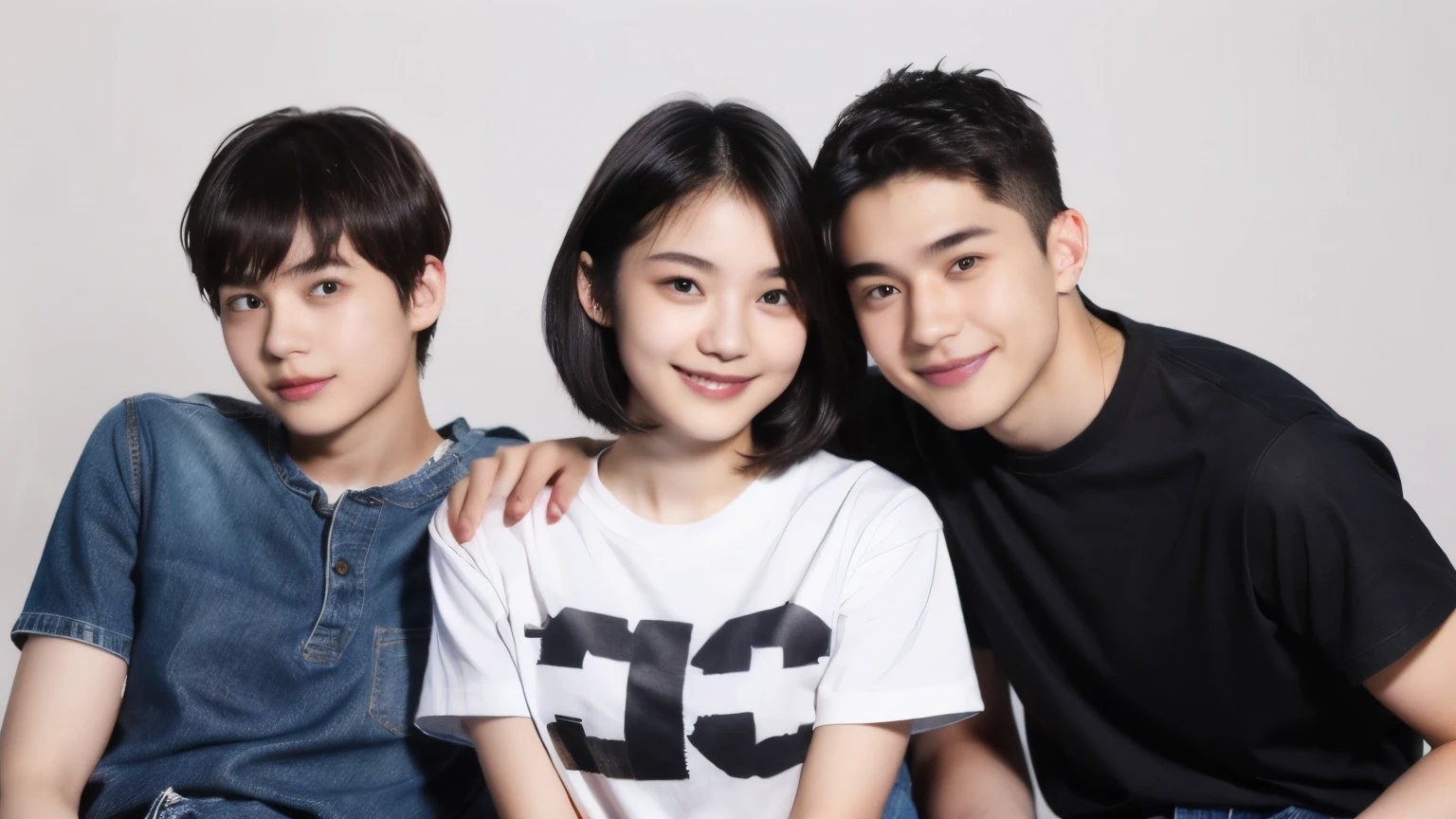 249 (An 18-year-old female and an 18-year-old male), (short hair),kind, lipstick, (Jeans andTshirt), smile
